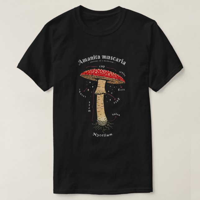 Amanita muscaria Mushroom definition latin art  T Shirt (Design framsida)