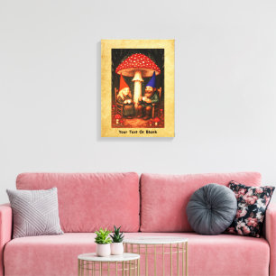 Amanita Mushroom och Gnomes Canvastryck
