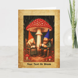 Amanita Mushroom och Gnomes Helgkort