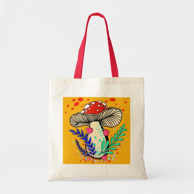 Amanita Mushroom Tote Bag Tygkasse (Framsidan)