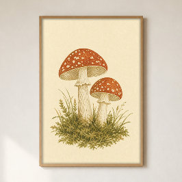 Amanita Par Vattenfärg Cottagecore Konstaffisch Poster