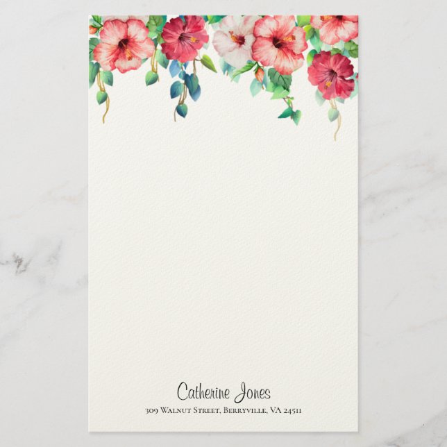 Amapola - Hibiscus Flower Stationery Brevpapper (Framsida)