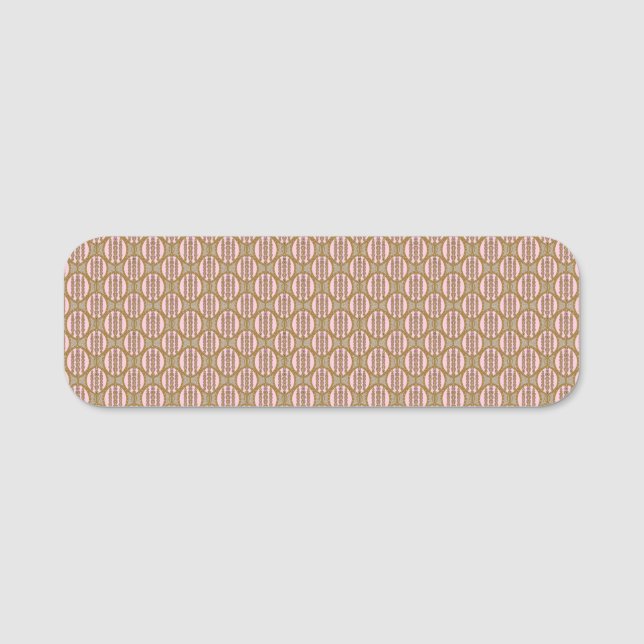 AMARA dammig rosa och guld retro geometrisk mönste Namnbricka (Framsida)