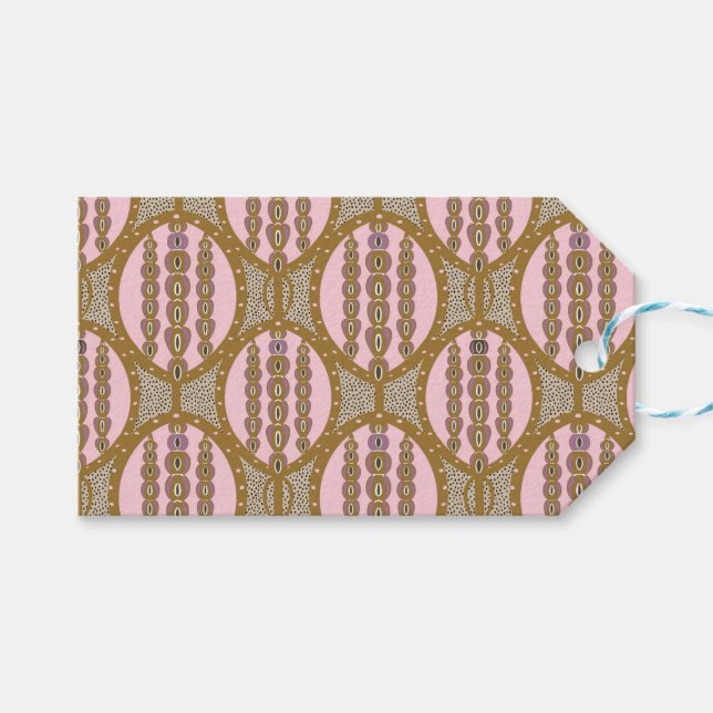 AMARA Dammig rosa och guld Retro geometriskt mönst Presentetikett (Framsidan (Horisontell))