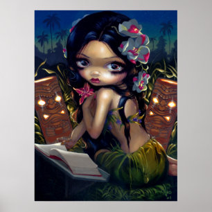 Amara och Bok ART PRINT menehune tiki lowbrow Poster