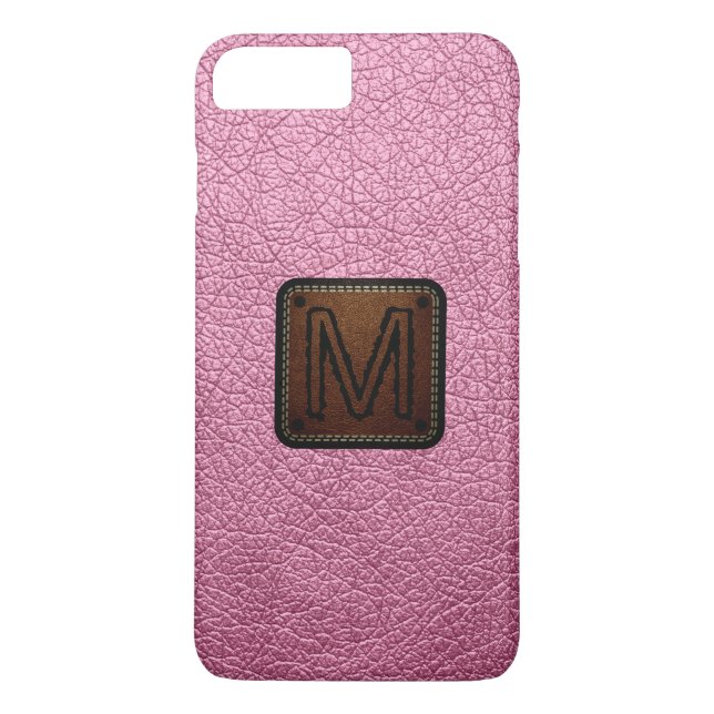 Amaranth rosa Leather look Monogram Case-Mate iPhone Skal (Baksida)