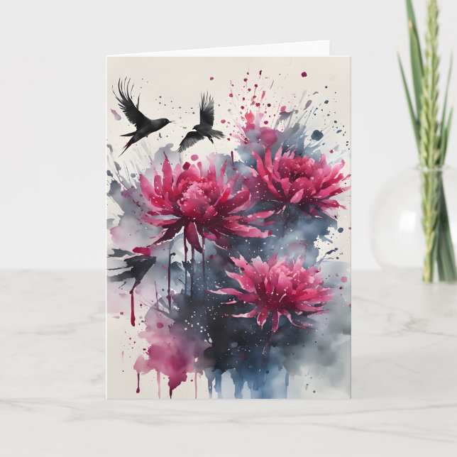 Amaranth - Watercolor flowers Kort (Framsida)