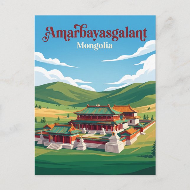 Amarbayasgalant-klostret Mongoliet Vykort (Framsida)