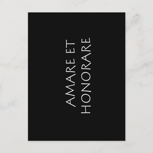 Amare et honorare vykort (Framsida)