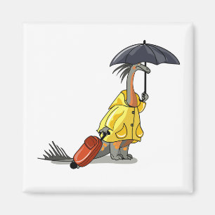 Amargasaurus Holding Parbrella and Suitcase. Magnet