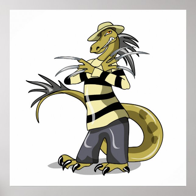 Amargasaurus innehar som Freddy Krueger. Poster (Framsidan)