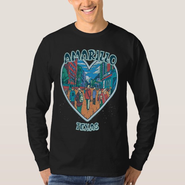 Amarillo In Texas Travel Souvenir Heart T Shirt (Framsida)