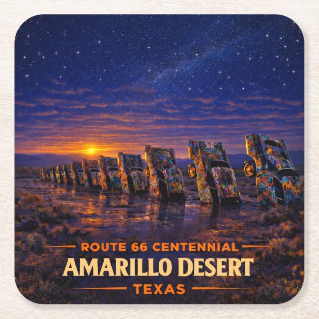 Amarillo Route 66 Barvaror Underlägg Gåva Papper Kvadrat (Framsidan)