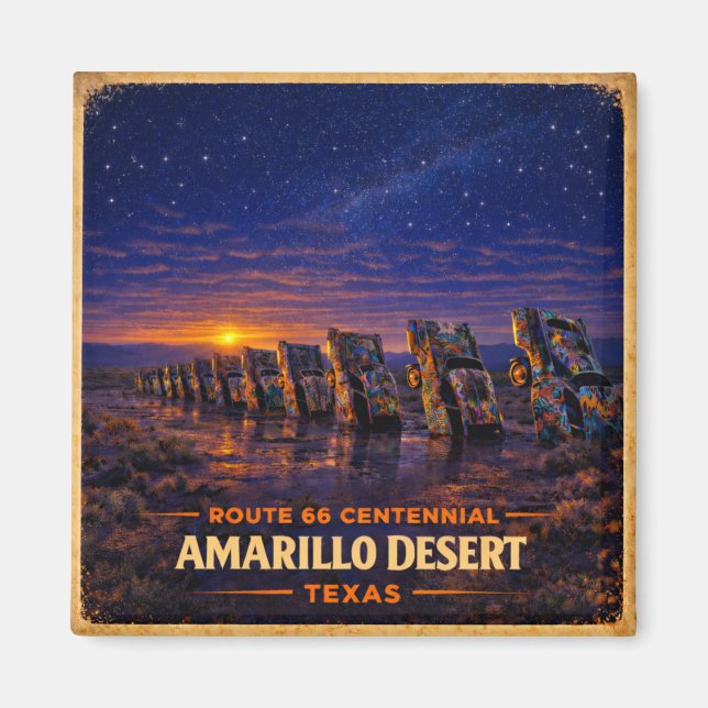 Amarillo Route 66 Öken Kylskåp Dekoration Present Magnet (Framsidan)