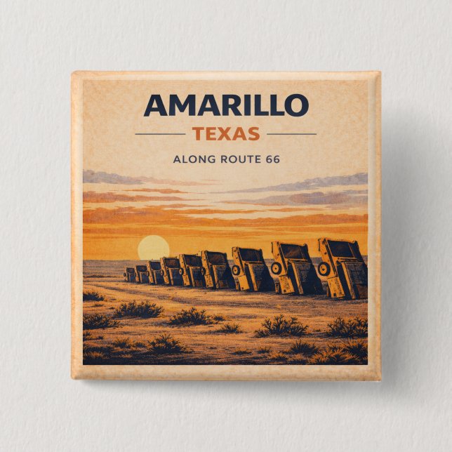 Amarillo Route 66 Retro Ökenpresent Förvaringssake Knapp (Framsida)
