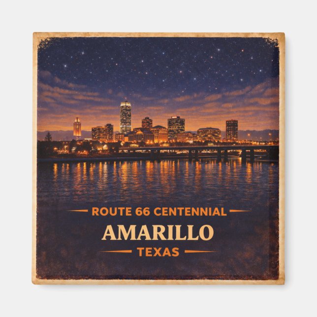 Amarillo Route 66 Siluett Kylskåpsdekor Present Magnet (Framsidan)
