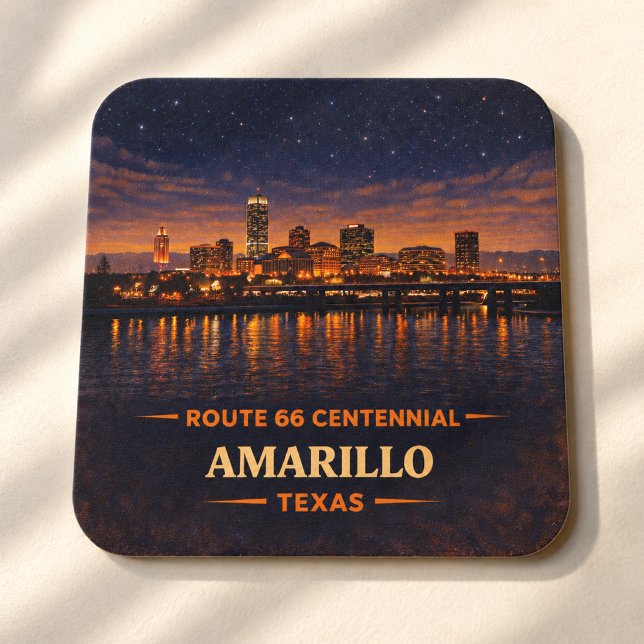 Amarillo Route 66 Skyline Barvaror Present Underlägg Papper Kvadrat (Skapare uppladdad)