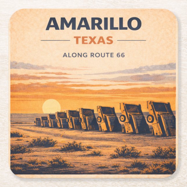 Amarillo Route 66 Solnedgång Barprydnad Present Underlägg Papper Kvadrat (Framsidan)