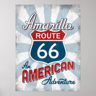 Amarillo Route 66 Vintage Amerika Texas Poster