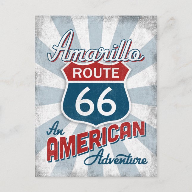 Amarillo Route 66 Vintage Amerika Texas Vykort (Framsida)