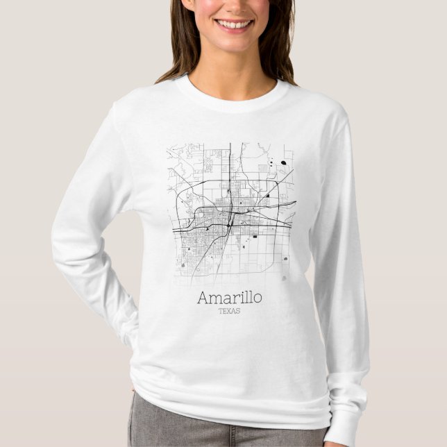 Amarillo Stadskarta T Shirt (Framsida)