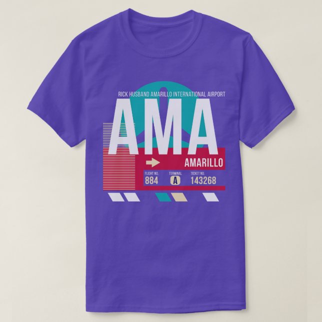 Amarillo Texas AMA Airport Code Baggage Märkre T Shirt (Design framsida)