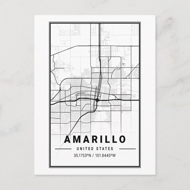 Amarillo Texas City Karta minimalistisk konst  Vykort (Framsida)
