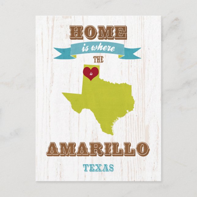 Amarillo, Texas Karta - Hem är där hjärtat finns Vykort (Framsida)