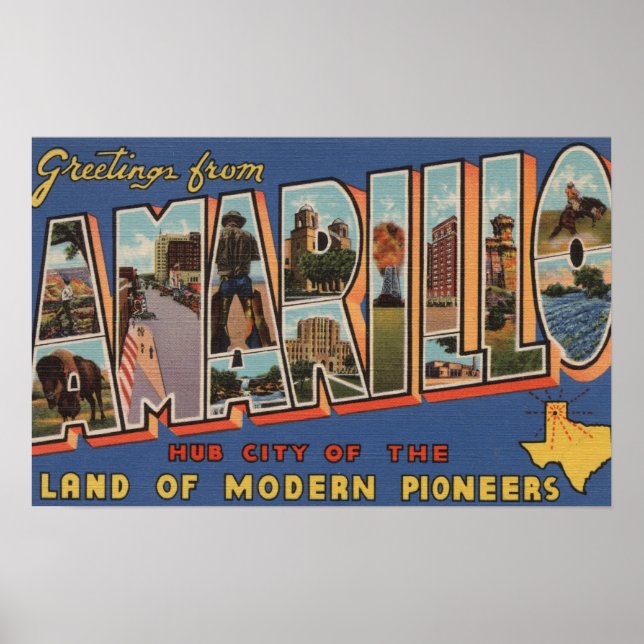 Amarillo, Texas - Large Brev Scenes Poster (Framsidan)