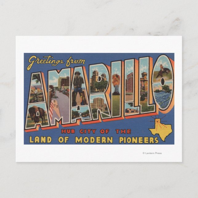 Amarillo, Texas - Large Brev Scenes Vykort (Framsida)