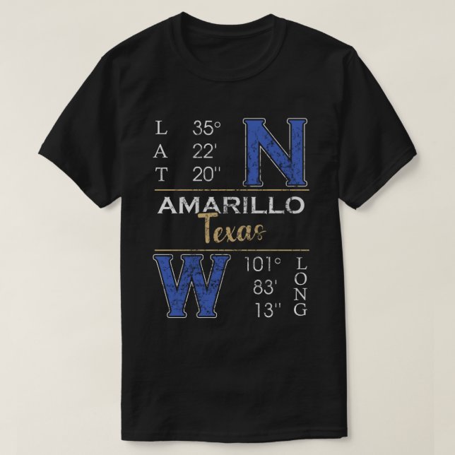 Amarillo Texas Latitude och longitud T Shirt (Design framsida)