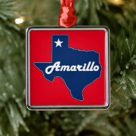 Amarillo Texas Lone Star State Karta Texan jul Julgransprydnad Metall