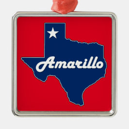 Amarillo Texas Lone Star State Karta Texan jul Julgransprydnad Metall