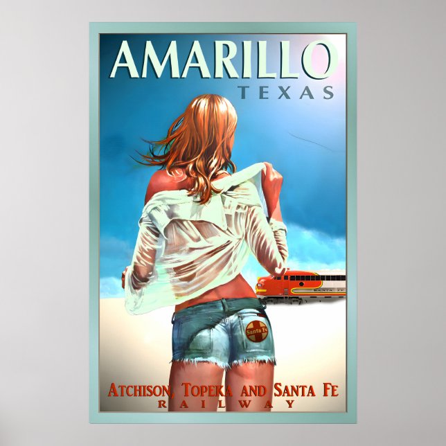 AMARILLO Texas Santa Fe Railroad Ny Original Poster (Framsidan)