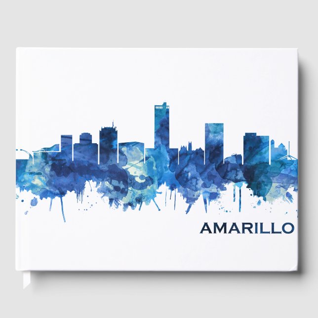 Amarillo Texas Skyline Blue Gästböcker (Framsida)