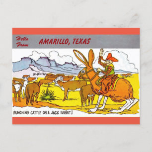 Amarillo, Texas Travel Hälsning Tecknad Postcard Vykort