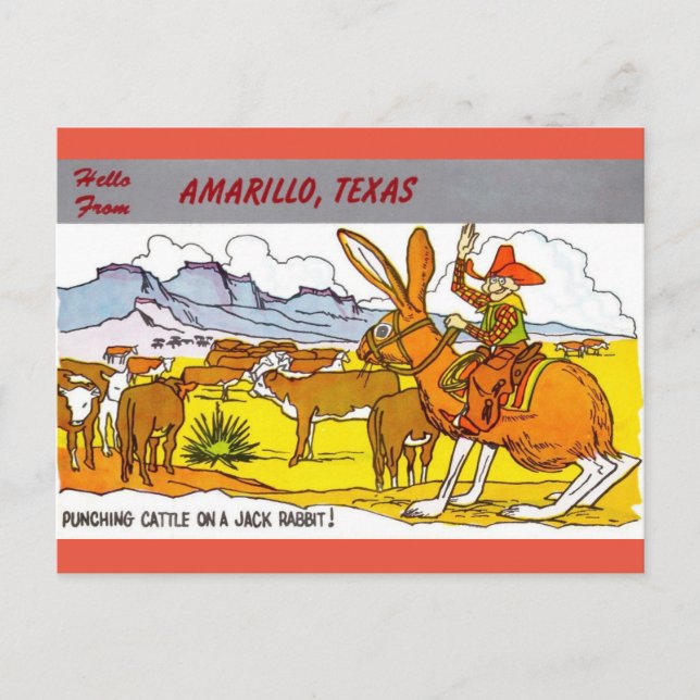 Amarillo, Texas Travel Hälsning Tecknad Postcard Vykort (Framsida)