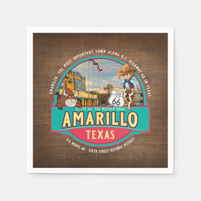 AMARILLO TEXAS US ROUTE 66 DECOUPAGE PAPPER PAPPERSSERVETT (Framsidan)