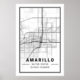 Amarillo Texas USA City Travel City Karta Poster