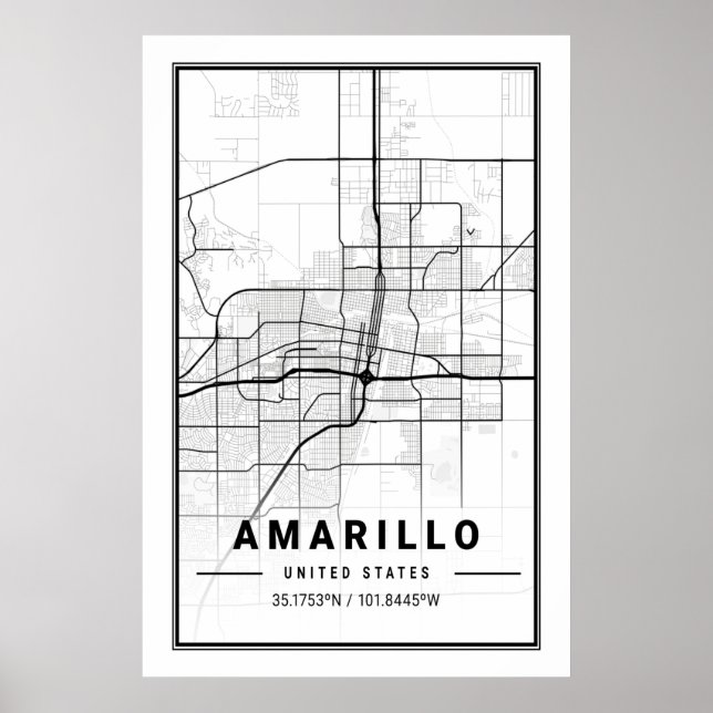 Amarillo Texas USA City Travel City Karta Poster (Framsidan)