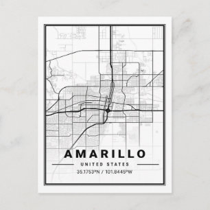 Amarillo Texas USA Resestads Kartposter Vykort