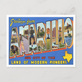 Amarillo, Texas Vintage Big Brev vycard Vykort