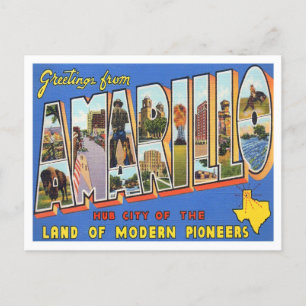 Amarillo, Texas Vintage Big Brev vycard Vykort