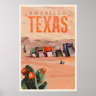 Amarillo, Texas Vintage resor Art Poster