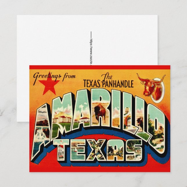 Amarillo TX vykort (Fram/baksida)
