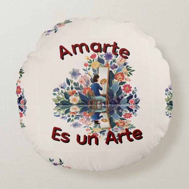 Amarte es un Arte Rund Kudde (Framsidan)