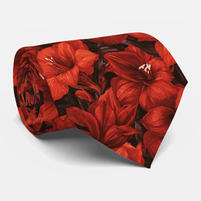 Amaryllis Blomma Make Äktenskap Årsdag Slips (Rullad)