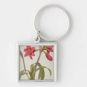 Amaryllis Brasiliensis Fyrkantig Silverfärgad Nyckelring