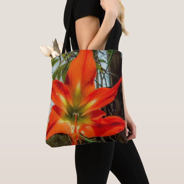 Amaryllis Closeup Tote Bag Tygkasse (Närbild)
