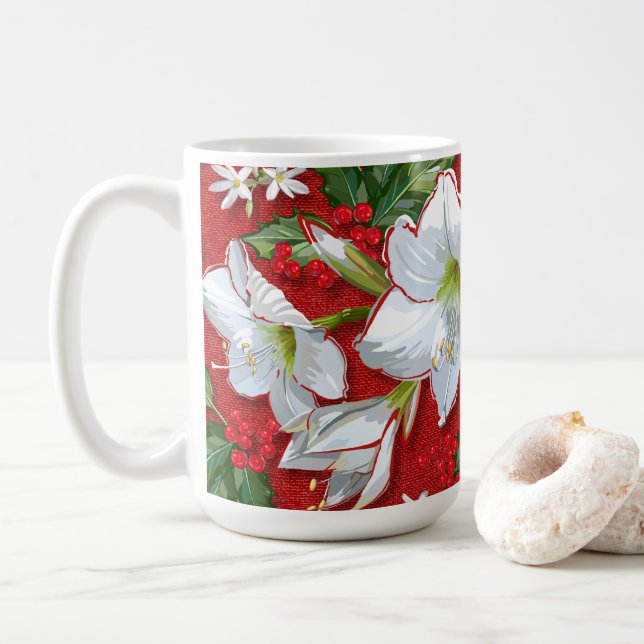 Amaryllis & Holly Red-jul Kaffemugg (Med munk)